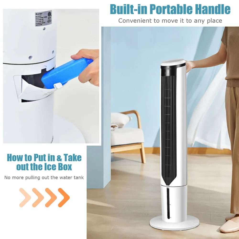 Topcobe 41" Evaporative Air Cooler with 3 Modes and 3 Speeds, Smart Floor Fans for Bedroom, Standing Bladeless Fan, White - Image 11