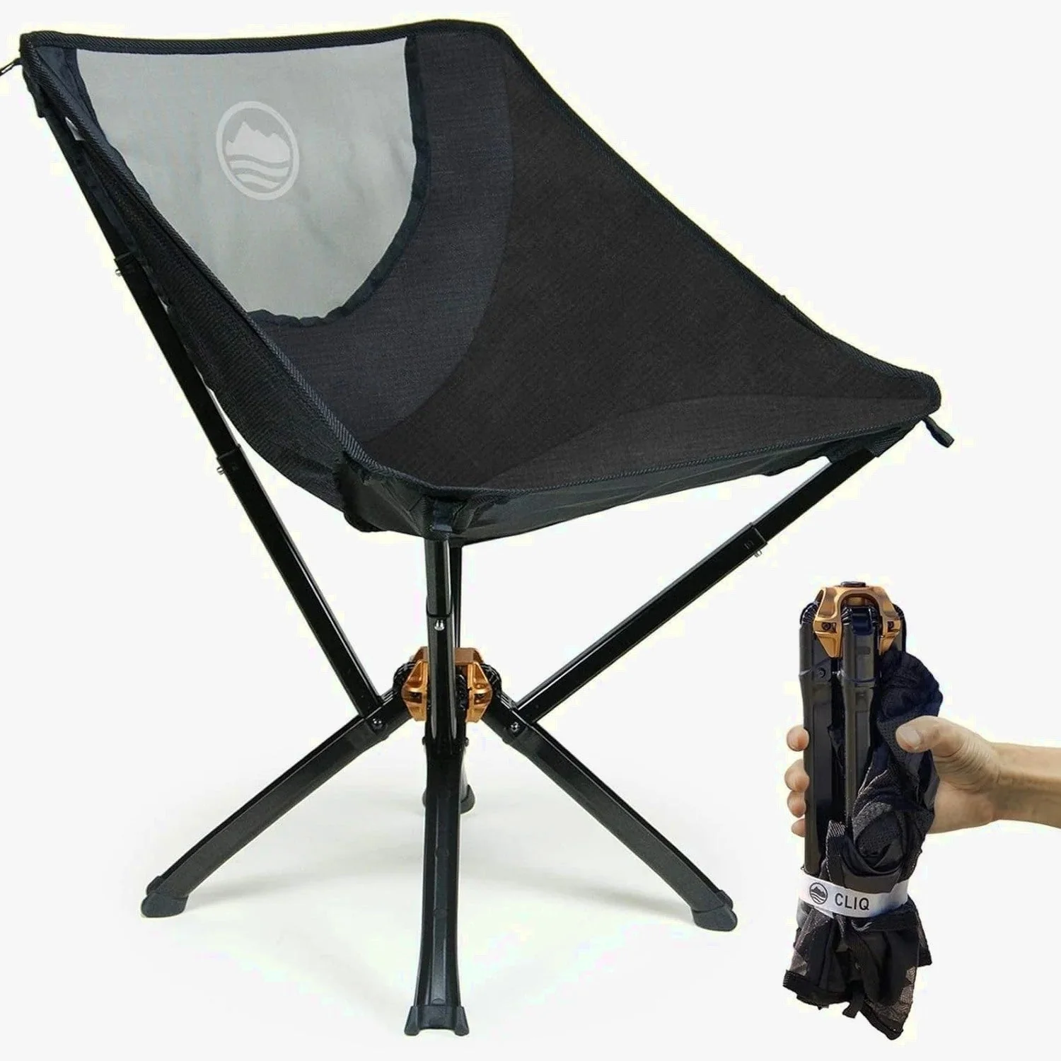 CLIQ Portable Folding Camping Chair, Black, 1 Pack, 300 Lbs - CC01 CLIQ Portable Folding Camping Chair, Black, 1 Pack, 300 Lbs - CC01