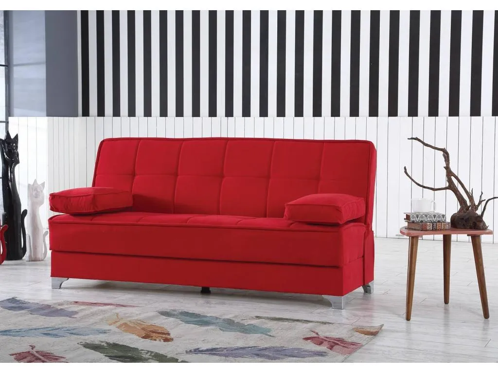 Sofá cama Lluesmamuebles Sofá cama con almacenaje lineal con 2 cojines incluidos Sofá de salón en tela acolchada con apertura clic-Lluesmamuebles 190x87xh91