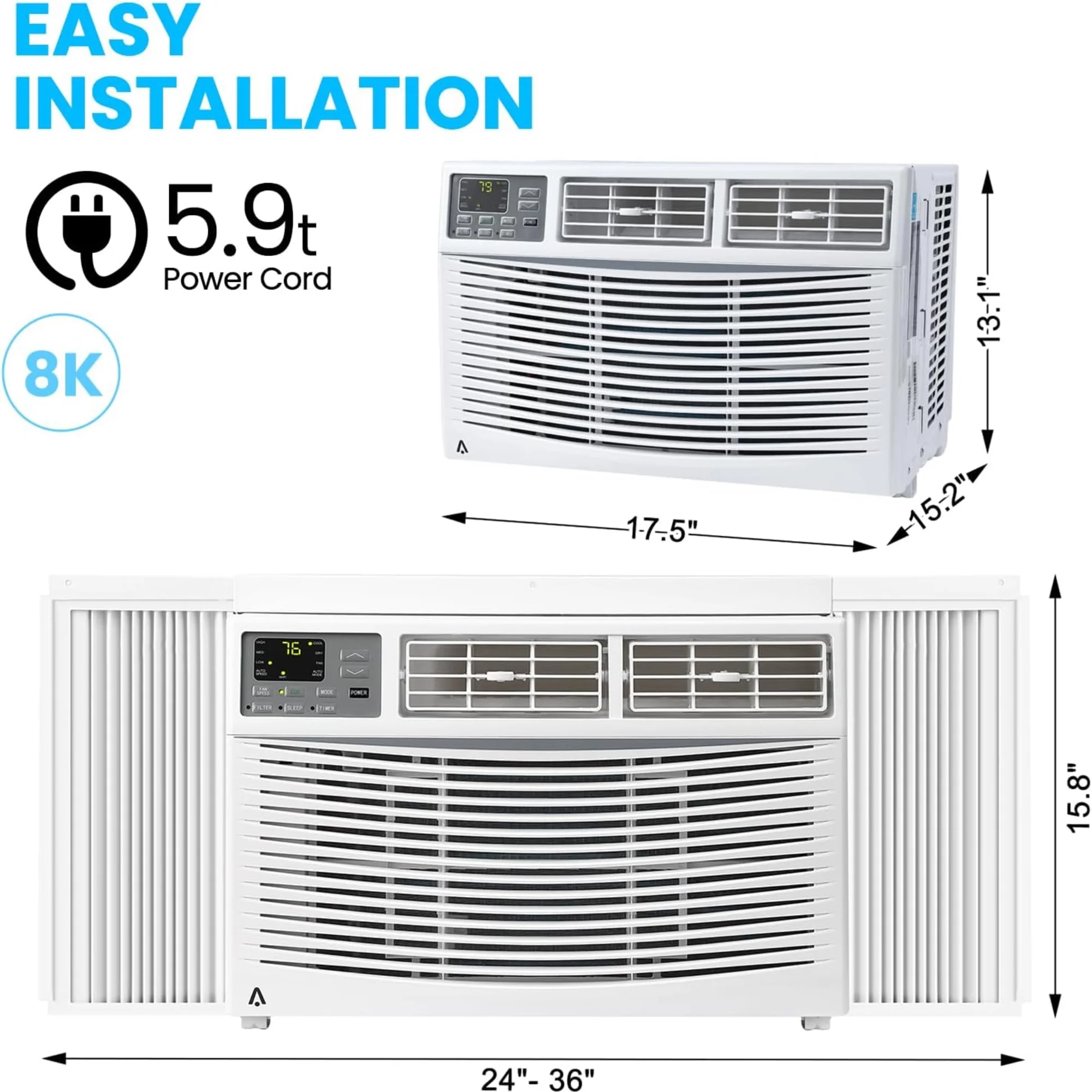 Garvee 5000 BTU Window Air Conditioner,Fast Cooling for Rooms up to 150 Sq. ft,Window Ac Unit with 7 Level Temperature Setting,White - Image 21