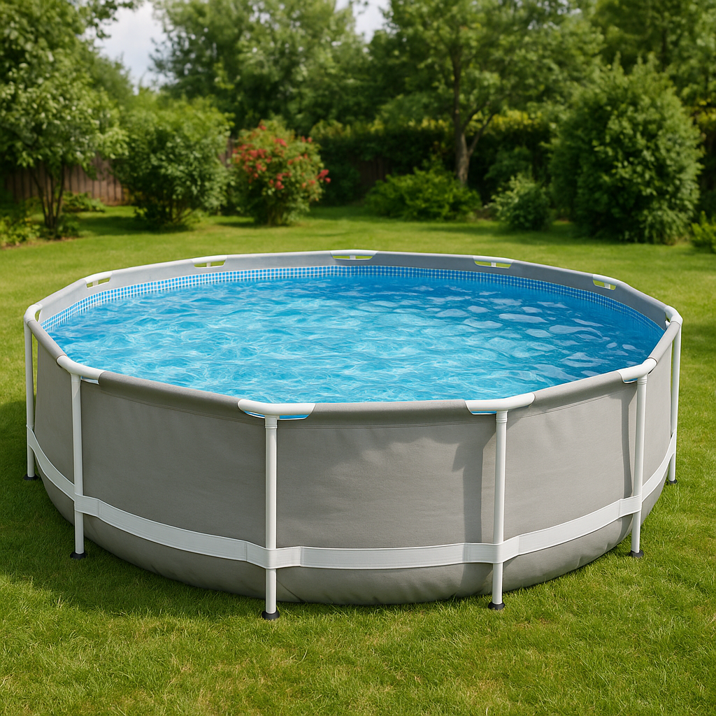 Piscina tubular redonda Redonda Sí Piscina Tubular PVC, Acero Jardín 457x107 cm Gris/Blanco kTJTgZK664tl
