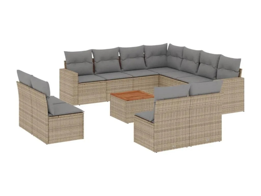 Set de sofás de jardín 12 piezas con cojines en ratán sintético marrón FO6733517