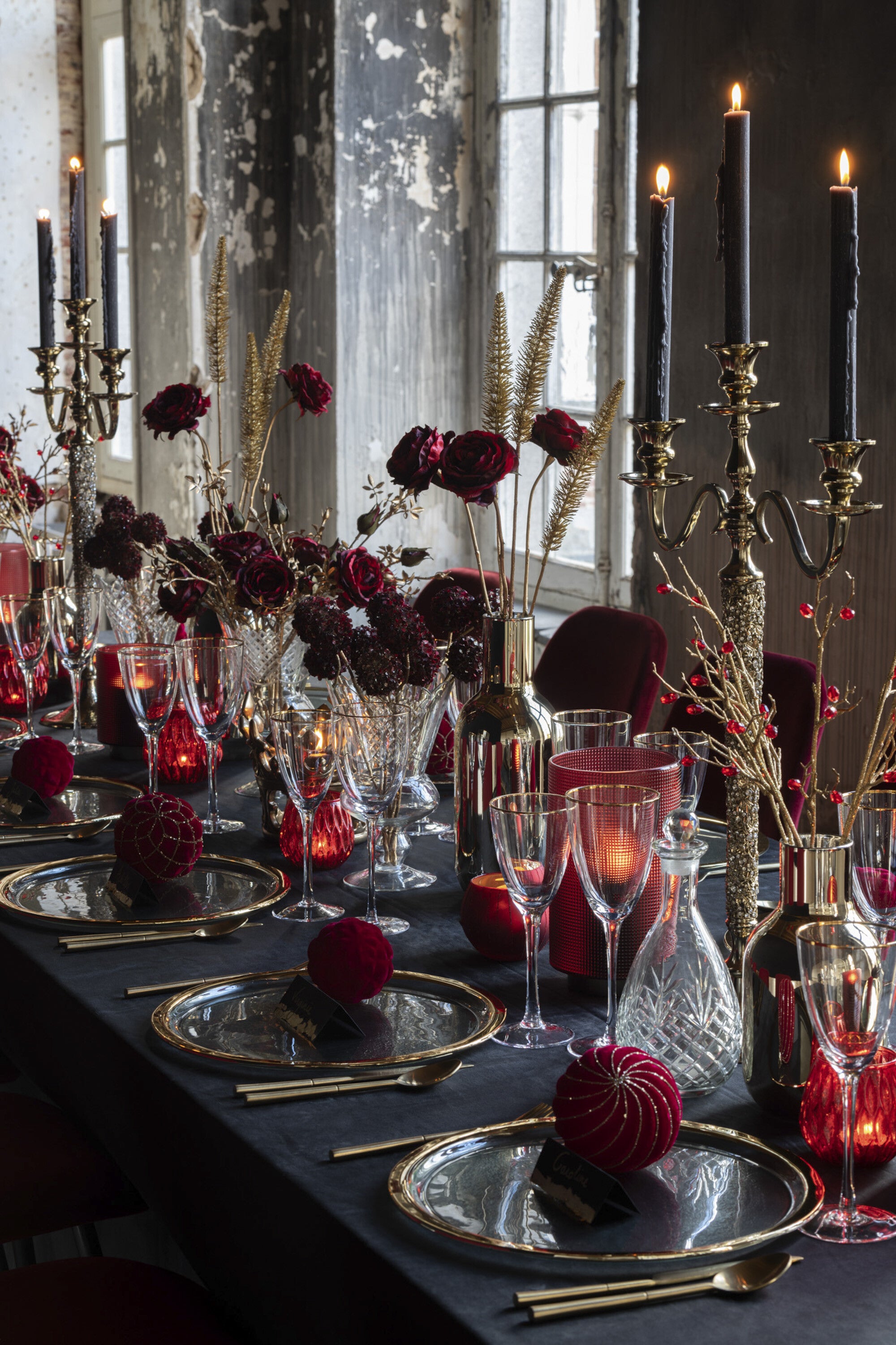 J-Line decoratie Tak Stenen - kunststof - rood goud - 24 stuks