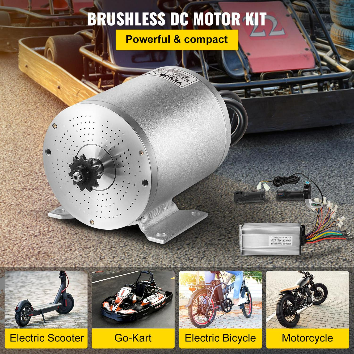VEVOR 48V 2000W Brushless DC Motor Kit. 4300 RPM. with Controller & Throttle. for Go Kart/ATV. 10 lb - Image 2