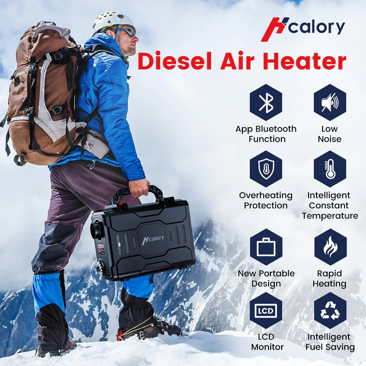 HCALORY Diesel Air Heater, 12V 8KW All-In-One Portable Handheld Toolbox with Bluetooth APP Control and LCD Monitor for Car Trucks Boat Bus RV Trailer Motor-Homes and Camper, Black - Image 2