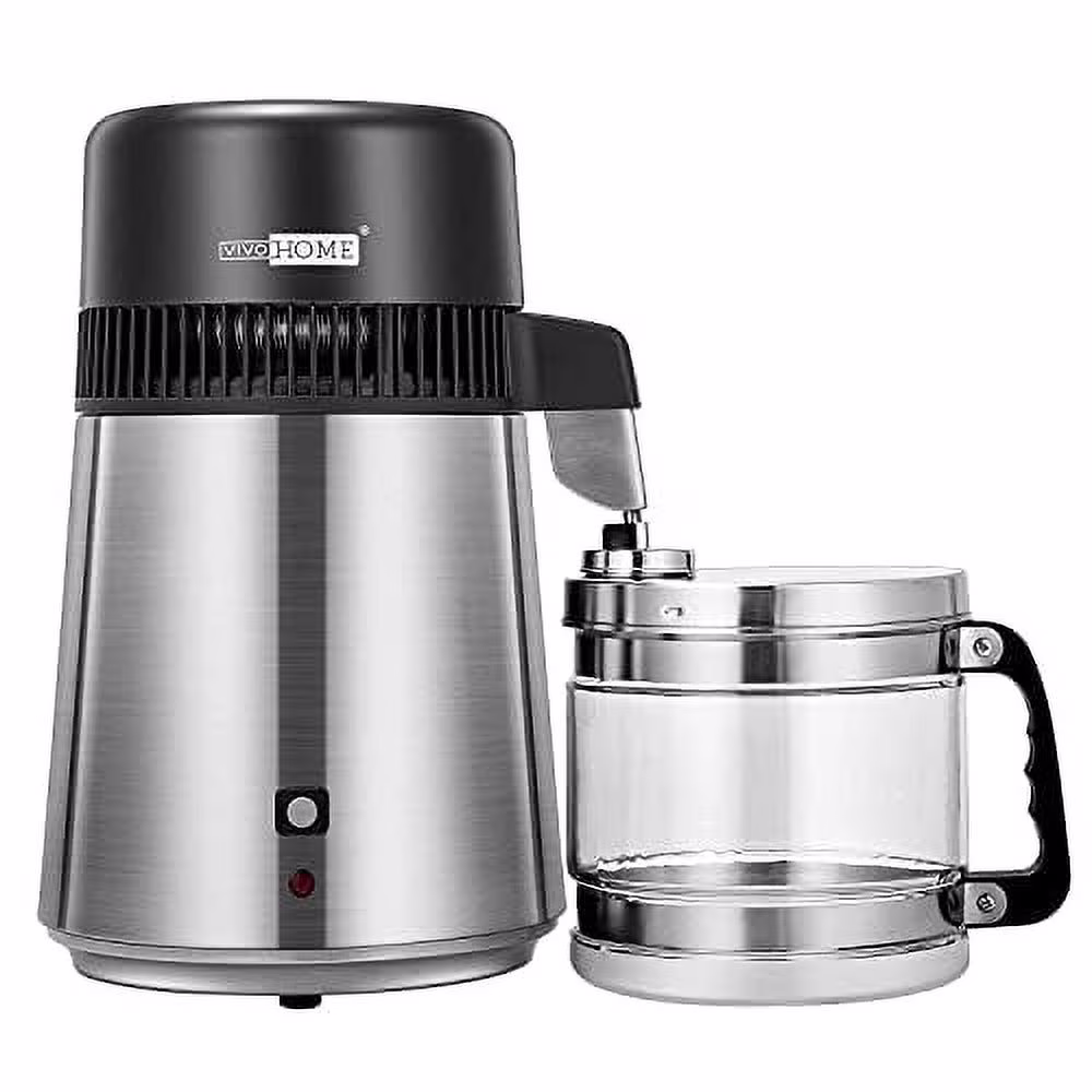 SPECSTAR Water Distiller Countertop 1.1 Gallon/4 L 304 Stainless Steel Distilled Water Machine with Smart Switch Purifier Filter for Home Office(Silver)