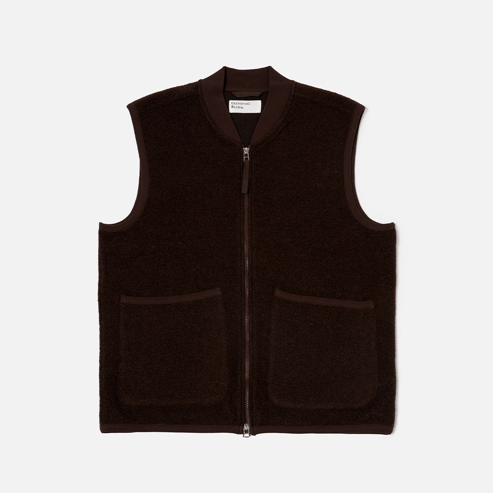 Universal Works - Veste Laine Zip - Marron