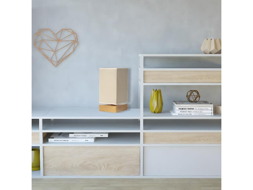 Lámpara de Mesa Viterbo, Beige, 14x14x27 cm, Casaplu