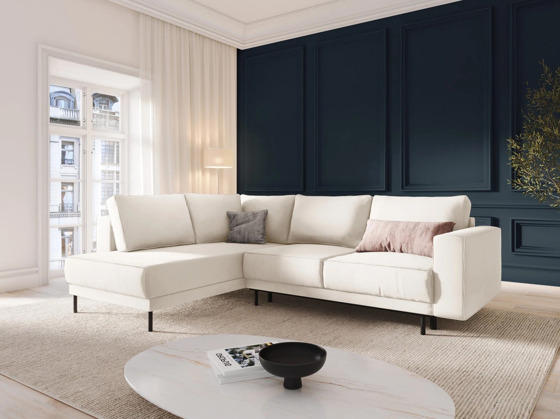 Micadoni Home Caro Hoekbank met Slaapfunctie Links - Lichtbeige