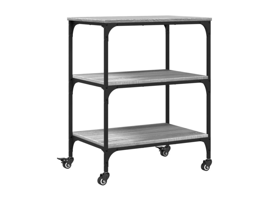 Carrito de cocina madera de ingeniería gris Sonoma 60x41x76 cm
