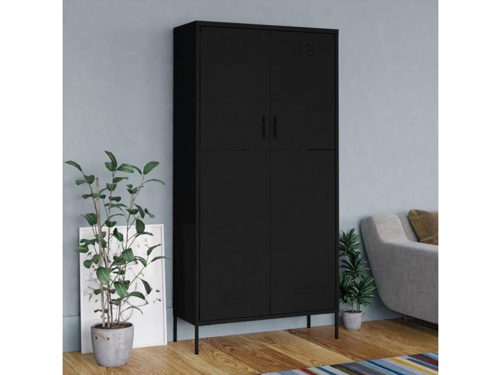 Armario Negro 90x50x180 cm Acero