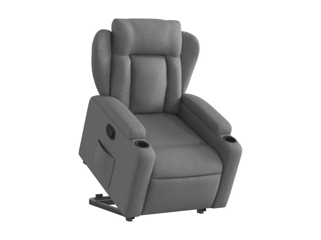 Sillón reclinable elevable de tela gris oscuro