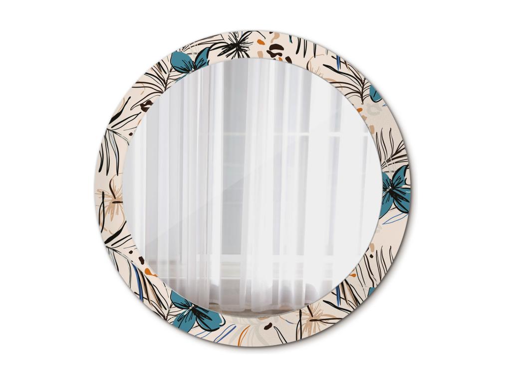 Espejo decorativo redondo - Flores fantasía selva - 80 cm