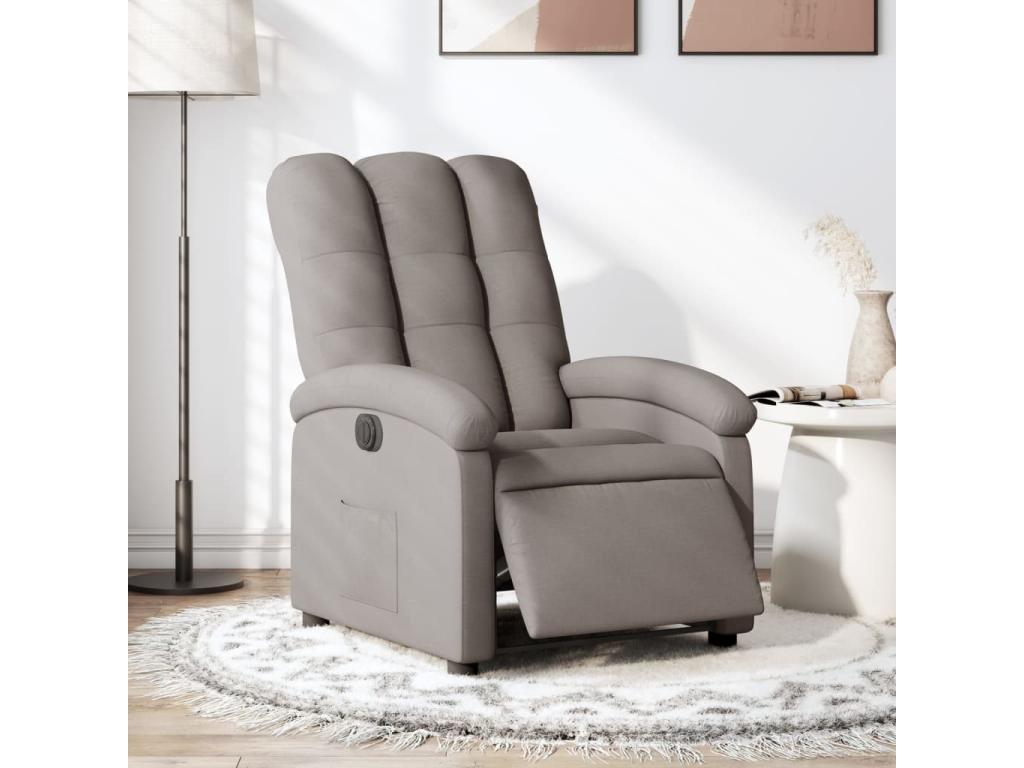 Sillón reclinable eléctrico tela gris taupé