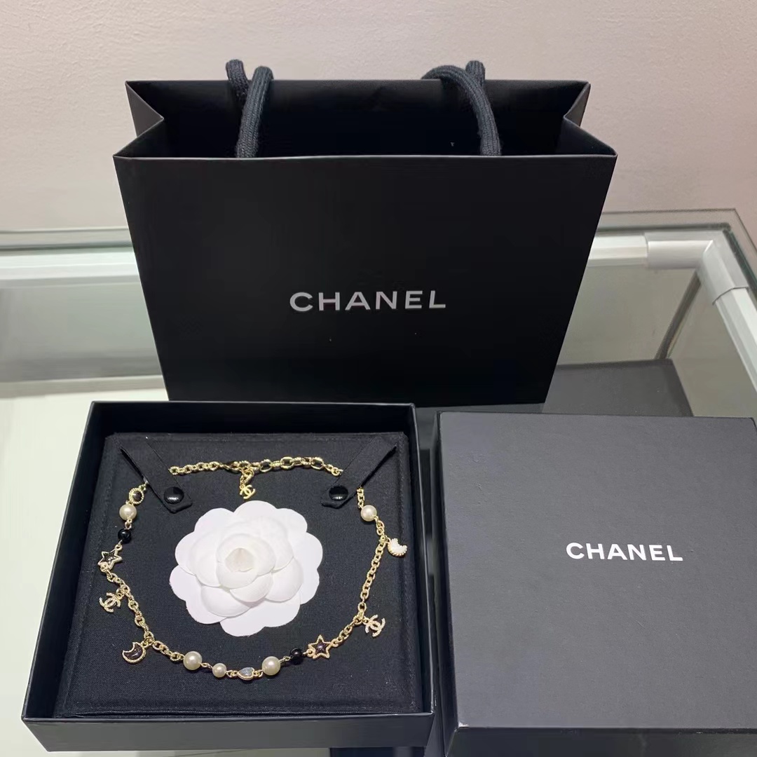 Chanel Moon Star Pearl Charms Necklace - Original Replica Club