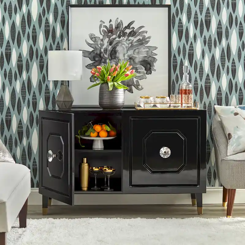 angelo:HOME Jaslene Glossy Glam Media Buffet Cabinet