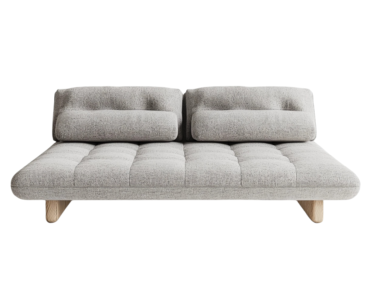 Sofá Gris Claro con Patas de Madera