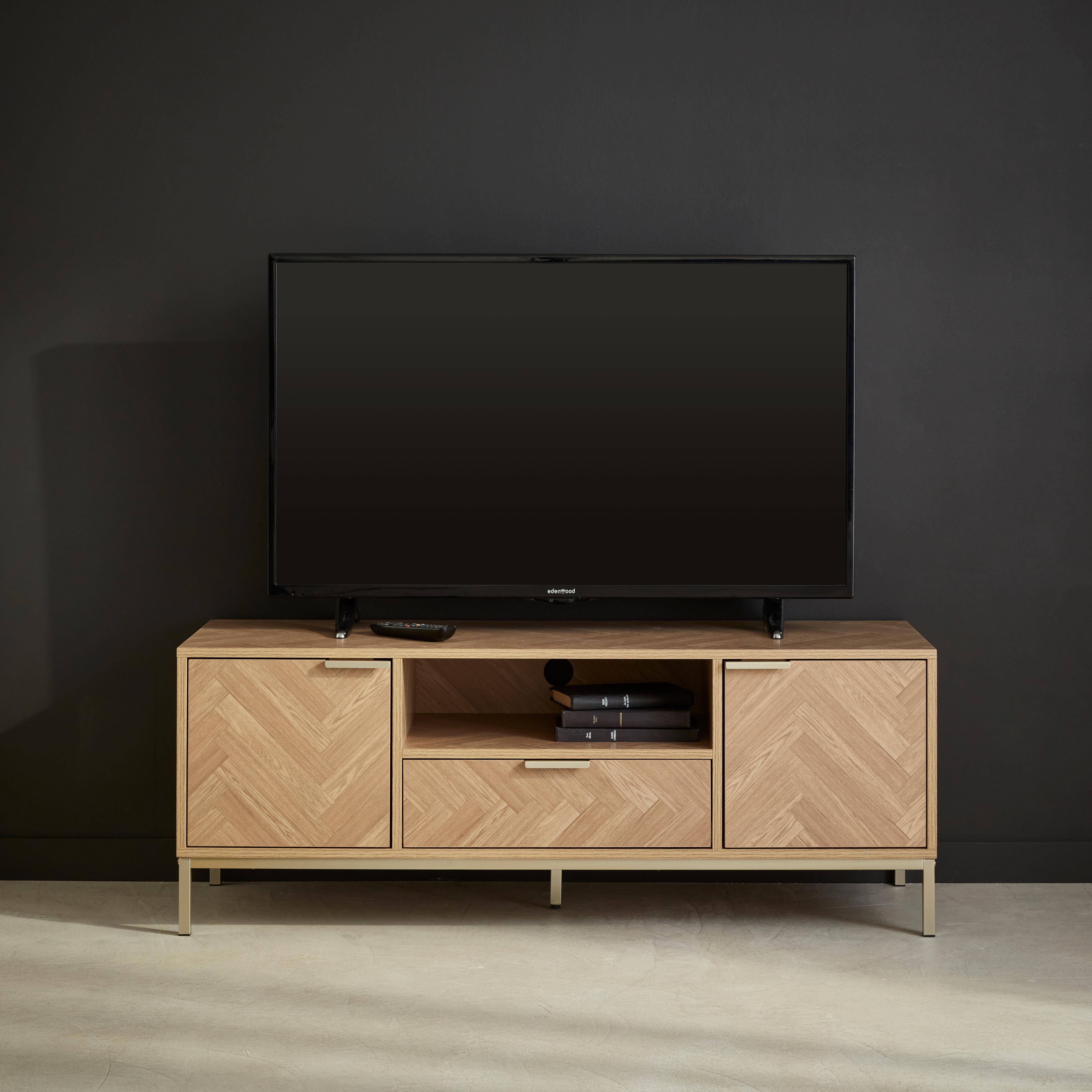 Budapest - Mueble TV efecto madera en espiga 120cm