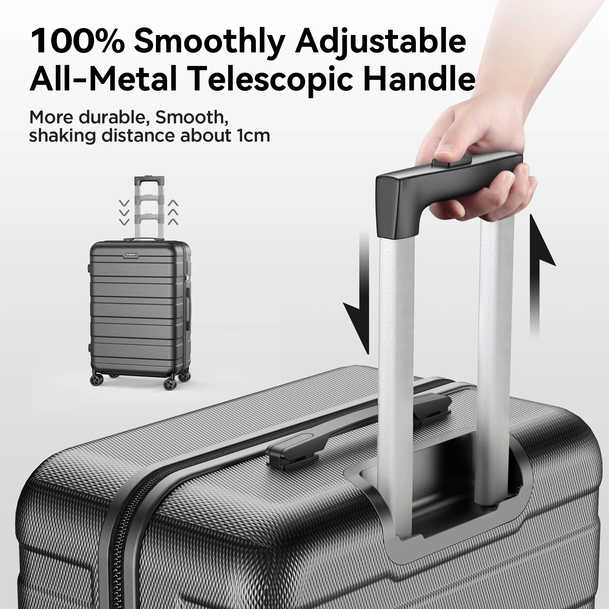 Famistar 11 Piece Hardside Luggage Suitcase Set with 360- Double Spinner Wheels TSA Style Lock, 14- Travel Case, 20" Carry-On Luggage, 24" Checked Luggage and 28" Checked Luggage, Black - Image 8