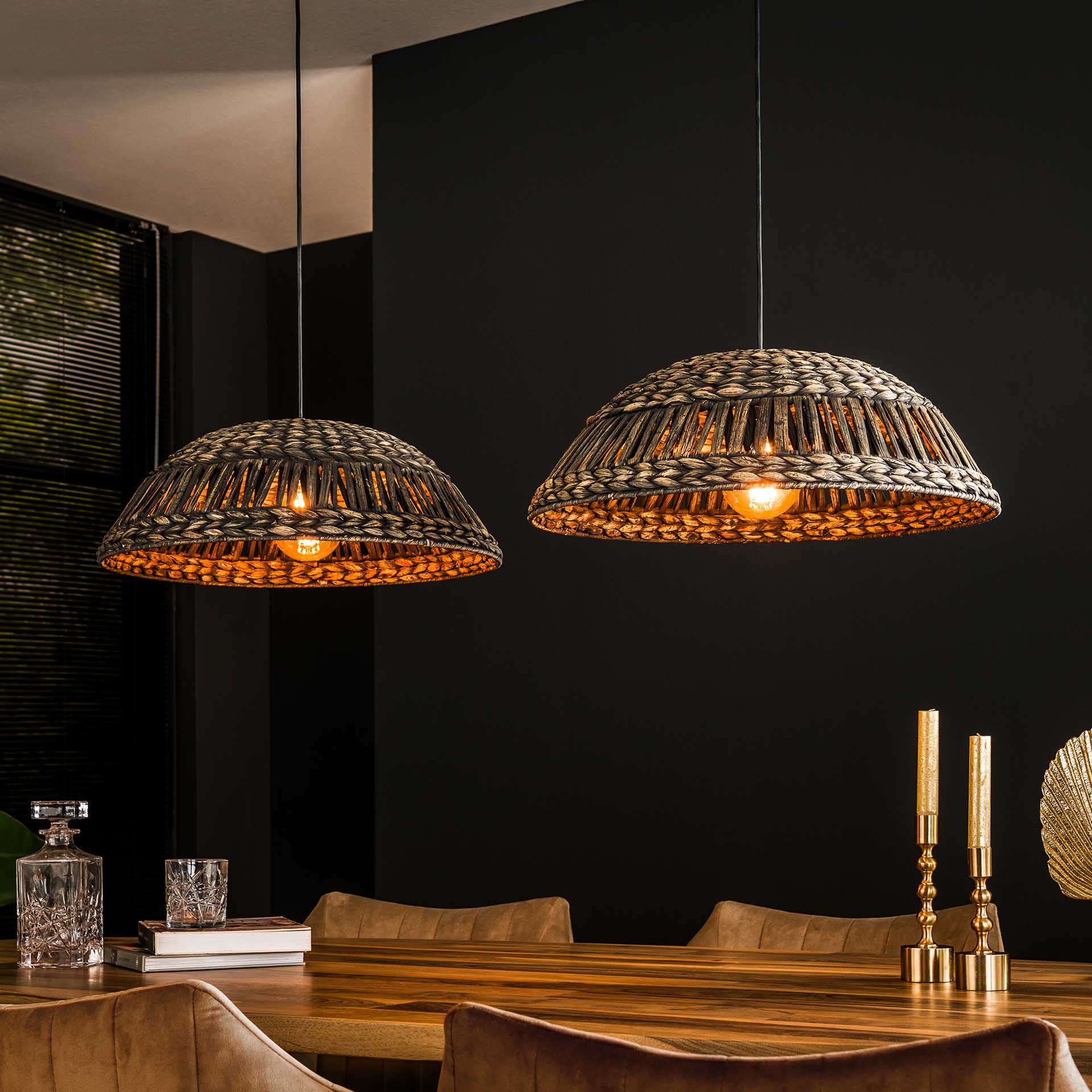 Blokker Gina Hanglamp - Koepel - Zwart/Nikkel