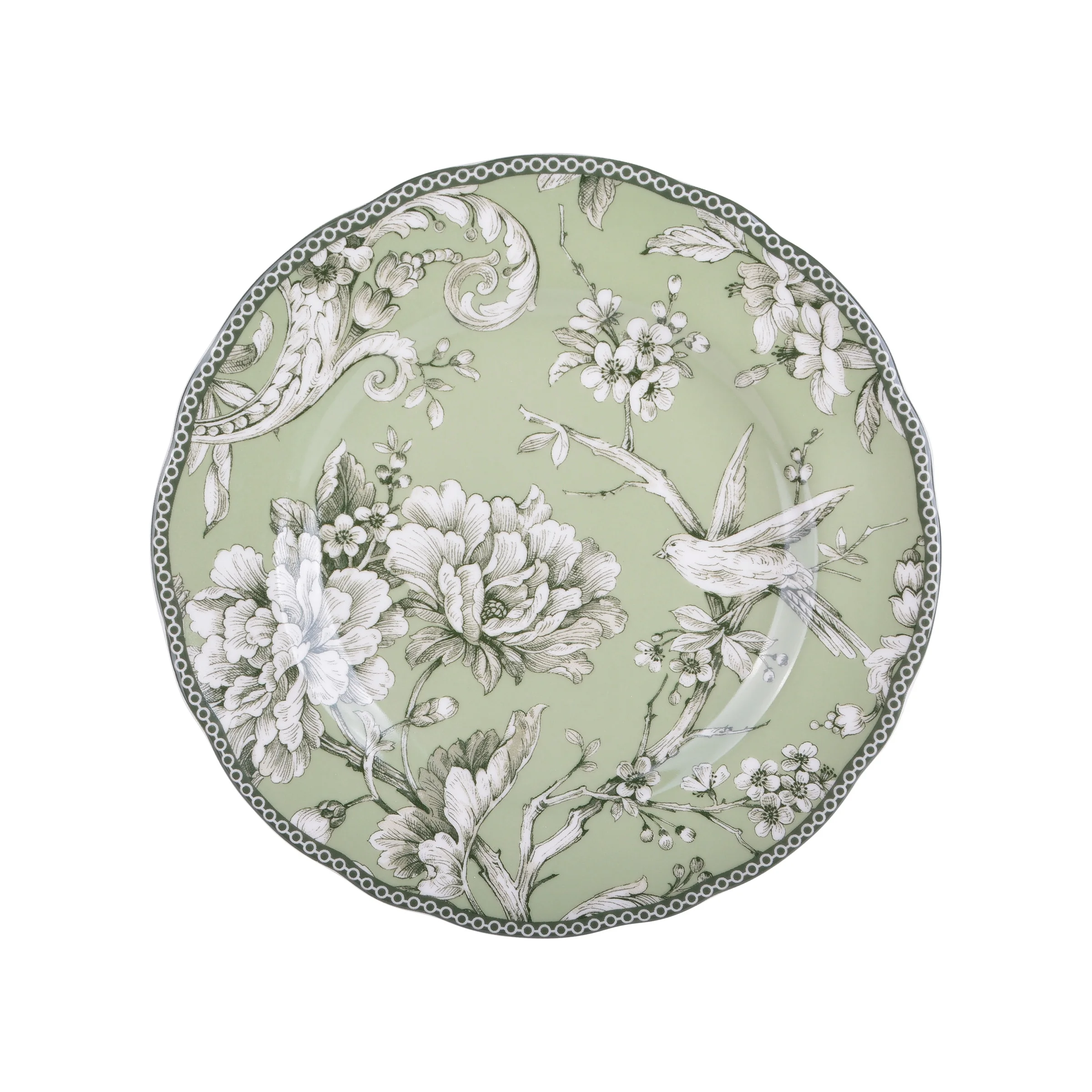 222 Fifth Adelaide Brown on White Porcelain 12 Piece Dinnerware Set, Plates & Bowls, Service for 4 - Image 19