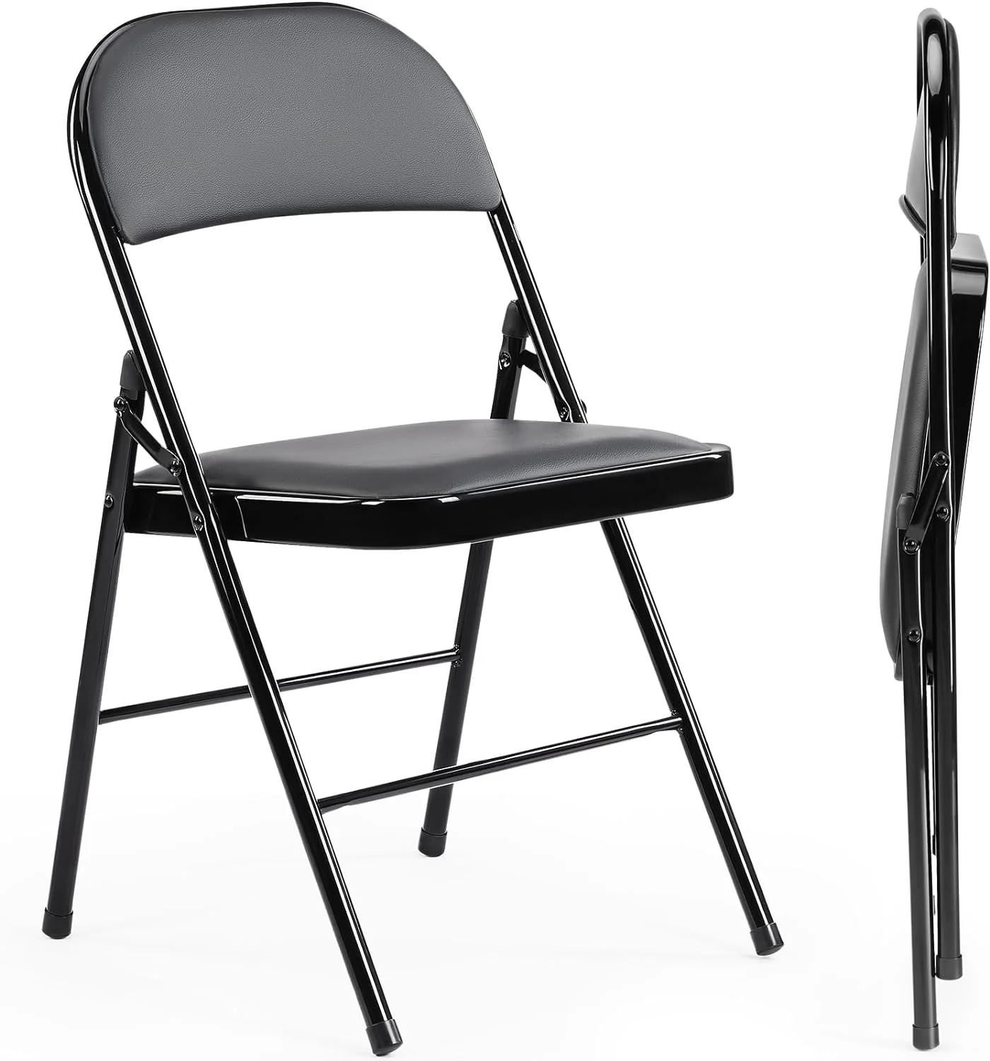 Sweetcrispy Folding Chair 12 Pack, Leather Padded Folding Chairs, Sturdy Metal Foldable Chairs