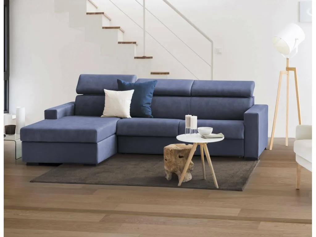 Sofa cama Decoesp Sofá de esquina Made in Italy Sofá con apertura giratoria con Contenedor Izquierdo Península con reposabrazos delgados CYFW44127