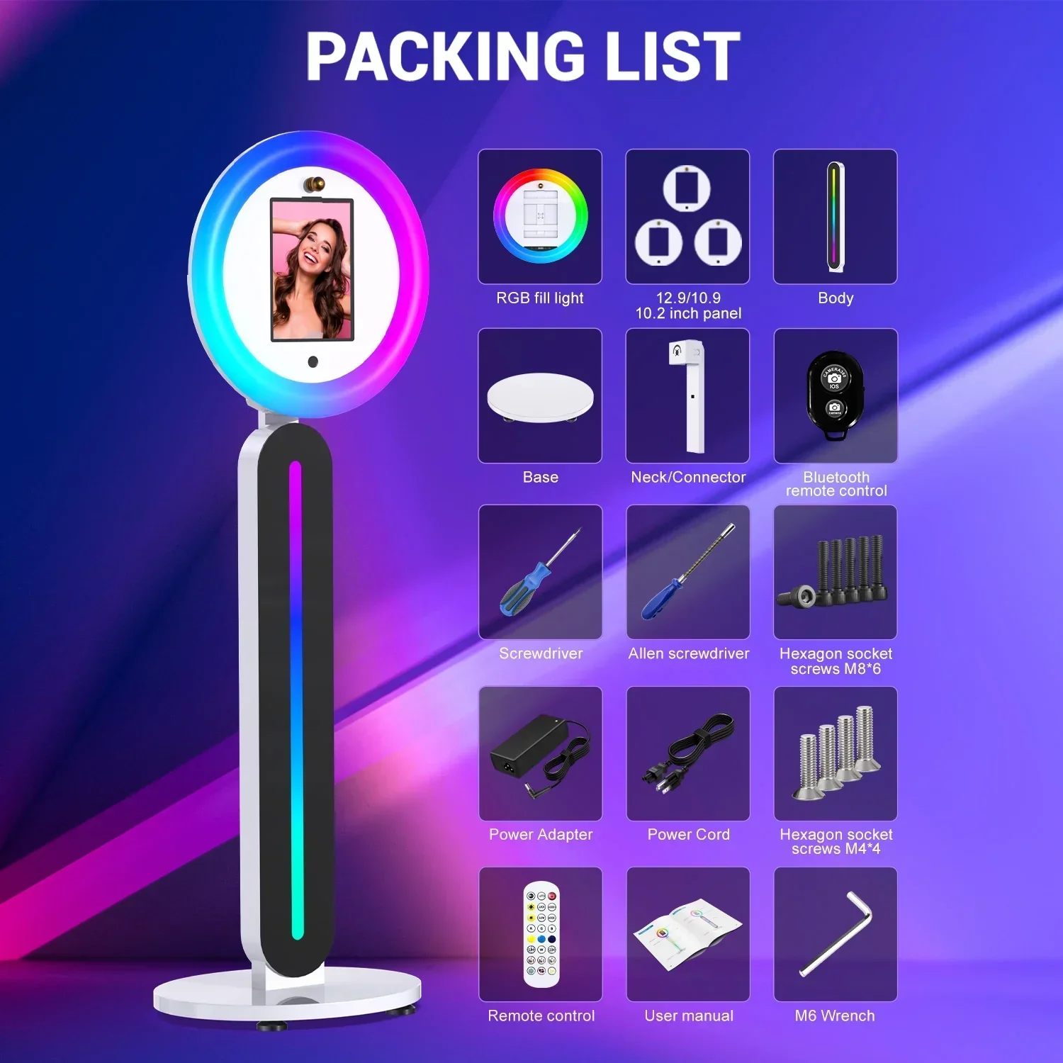 Portable iPad Photo Booth Stand With Ring Light and Remote App Control - Image 3 Portable iPad Photo Booth Stand With Ring Light and Remote App Control - Image 3
