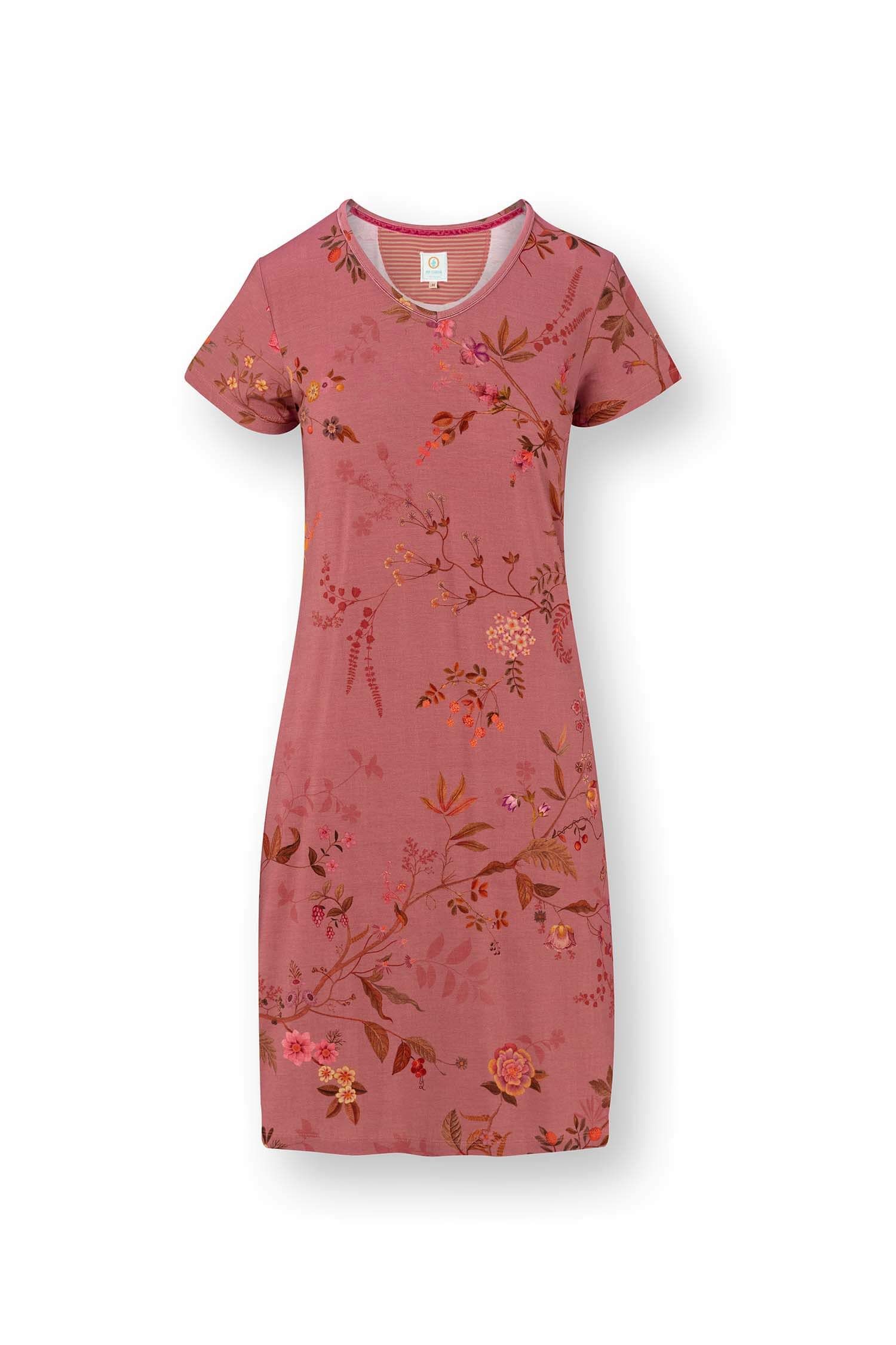 Djoy Short Sleeve Nightdress Bodhi Flower Dark Pink