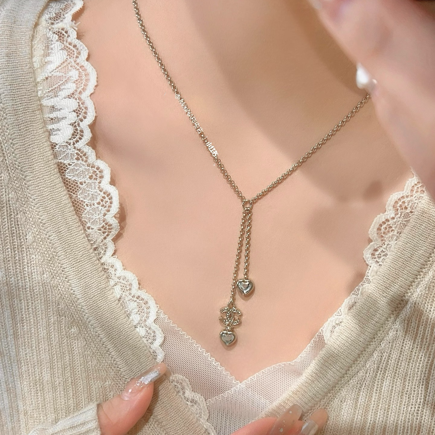 Chanel CC Love Heart Pendant Y Drop Necklace - Original Replica Club