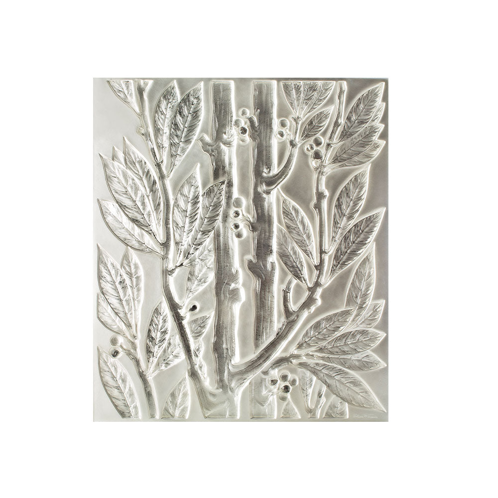 PANNEAU DÉCORATIF LAURIERS - CRISTAL INCOLORE, MIROITÉ