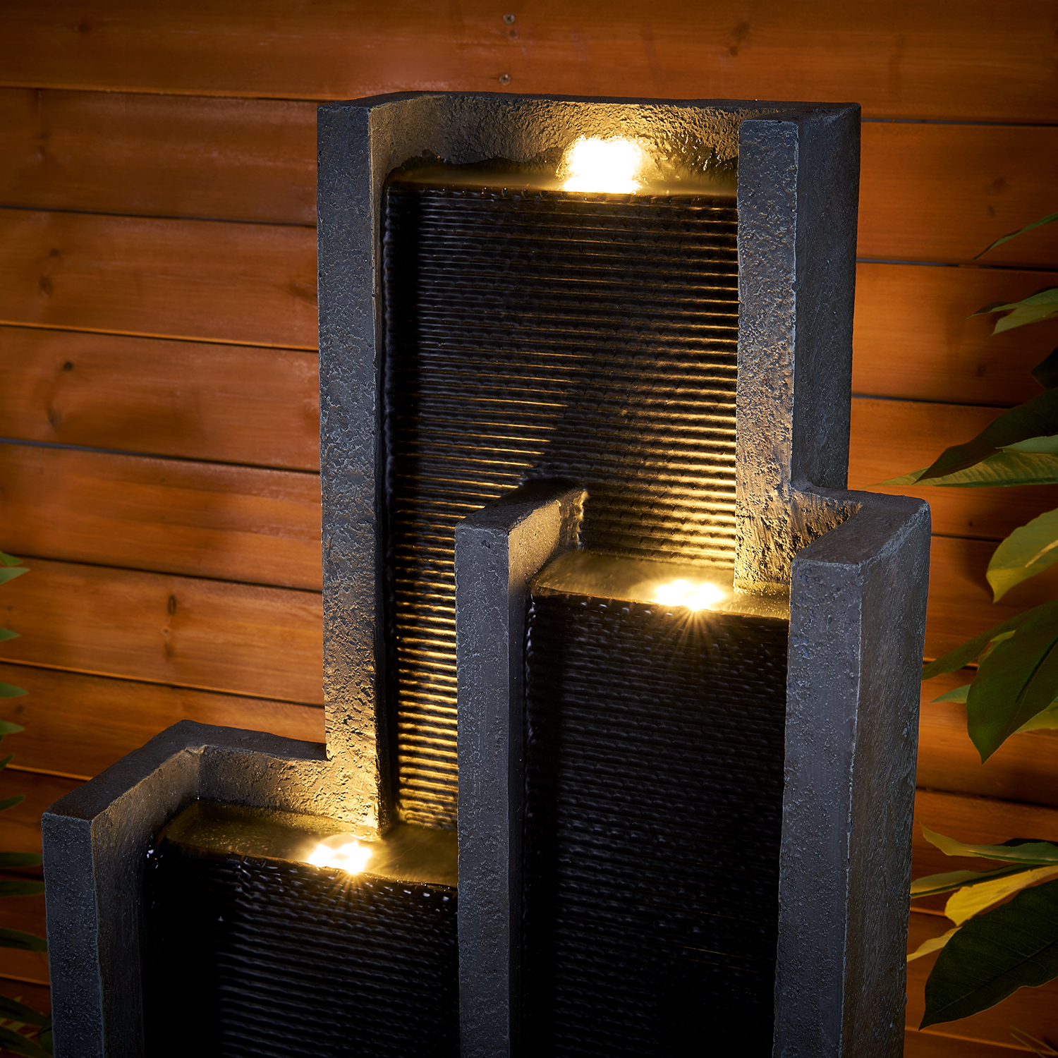 4-Tier Water Fountain with LED Lights - 50.7" H Waterfall Fountain Indoor Outdoor Water Feature for Home, Patio, Garden - Image 5