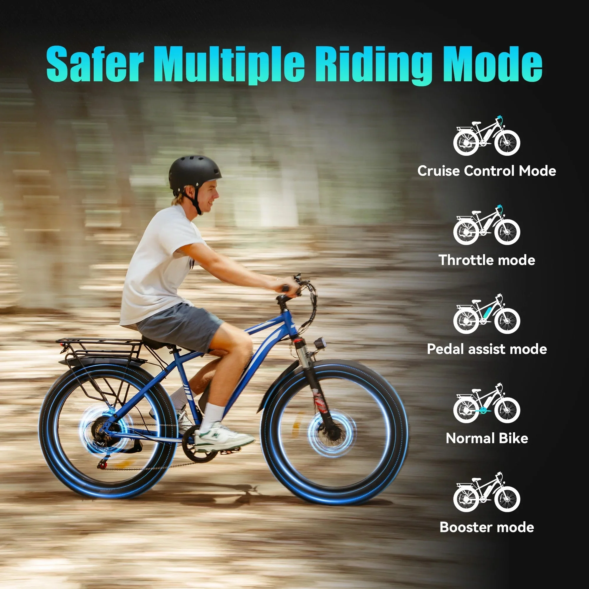 AMYET 26 x 4 Fat Tire Electric Mountain Bike, 48V 15Ah, 7-Speed - EB26 - Image 47 AMYET 26 x 4 Fat Tire Electric Mountain Bike, 48V 15Ah, 7-Speed - EB26 - Image 47
