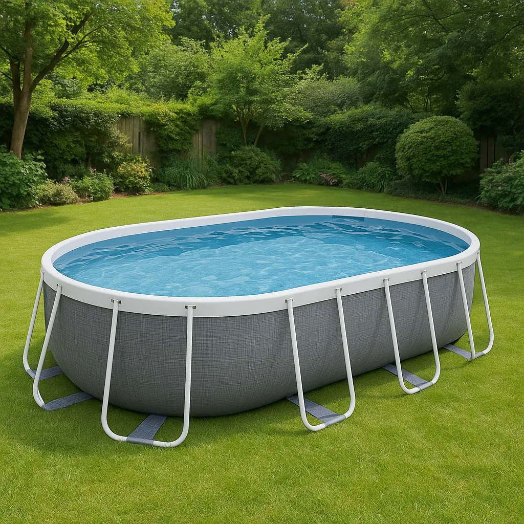 piscina tubular ovalada, piscina desmontable ovalada gris, gris, metal y PVC, jardín y exteriores, 488x305x107 cm wREcDtM603pE