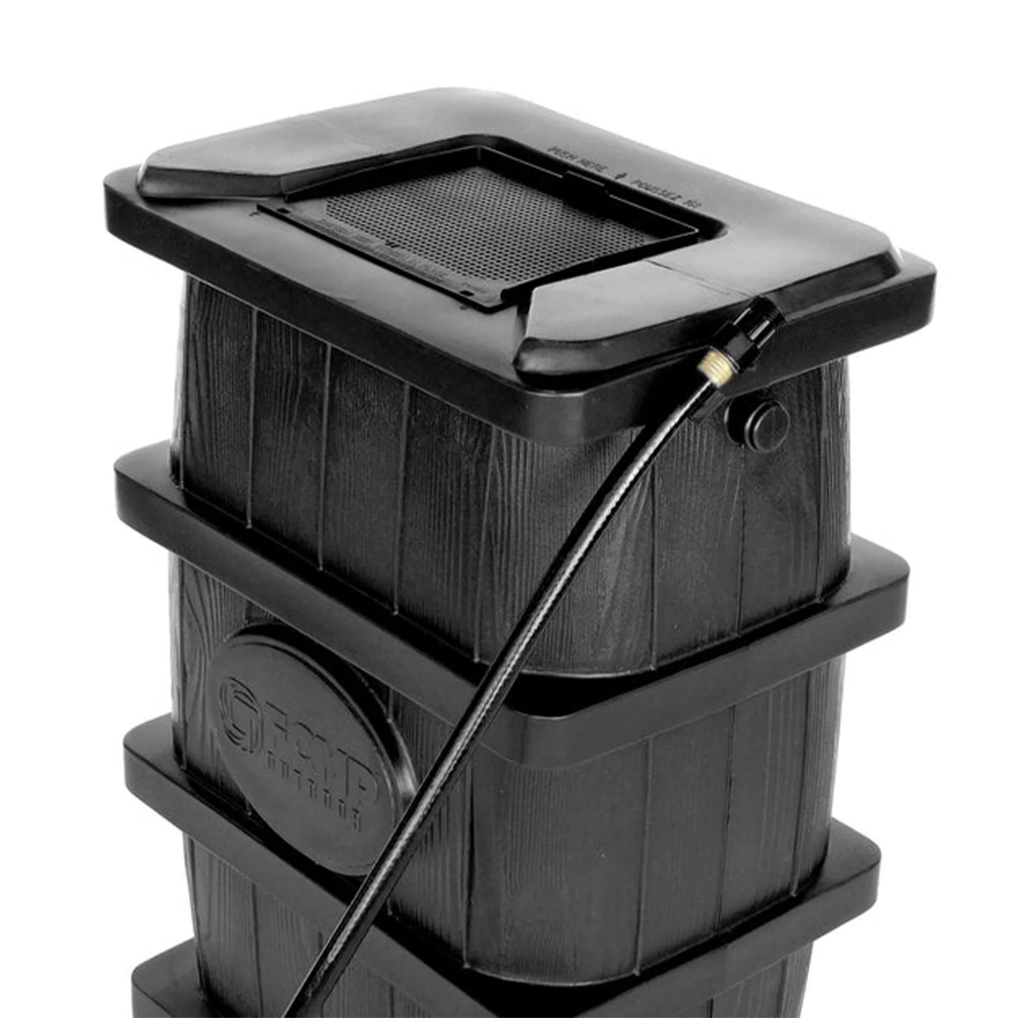 FCMP Outdoor WG4000-GRY Home Outdoor Wood Grain Rain Water Catcher Barrel - Image 20