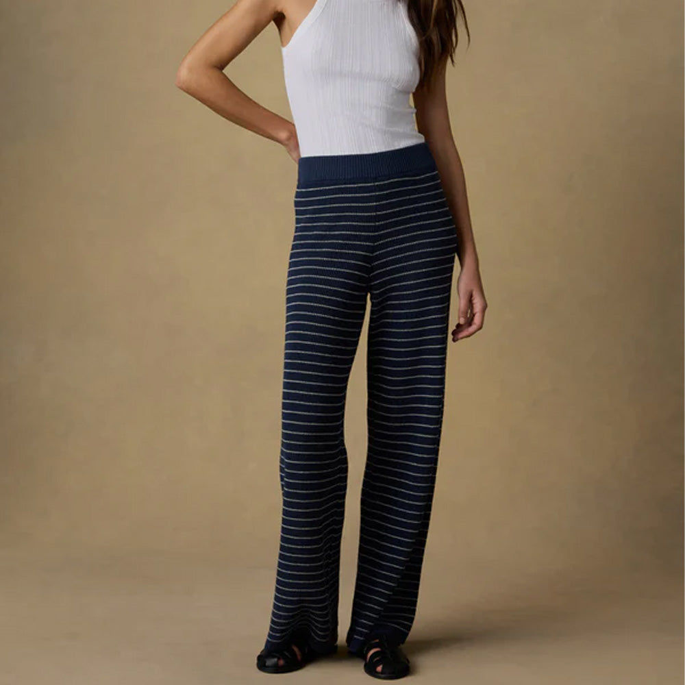 Faherty - Pantalon Miramar en lin - Rayures Marine