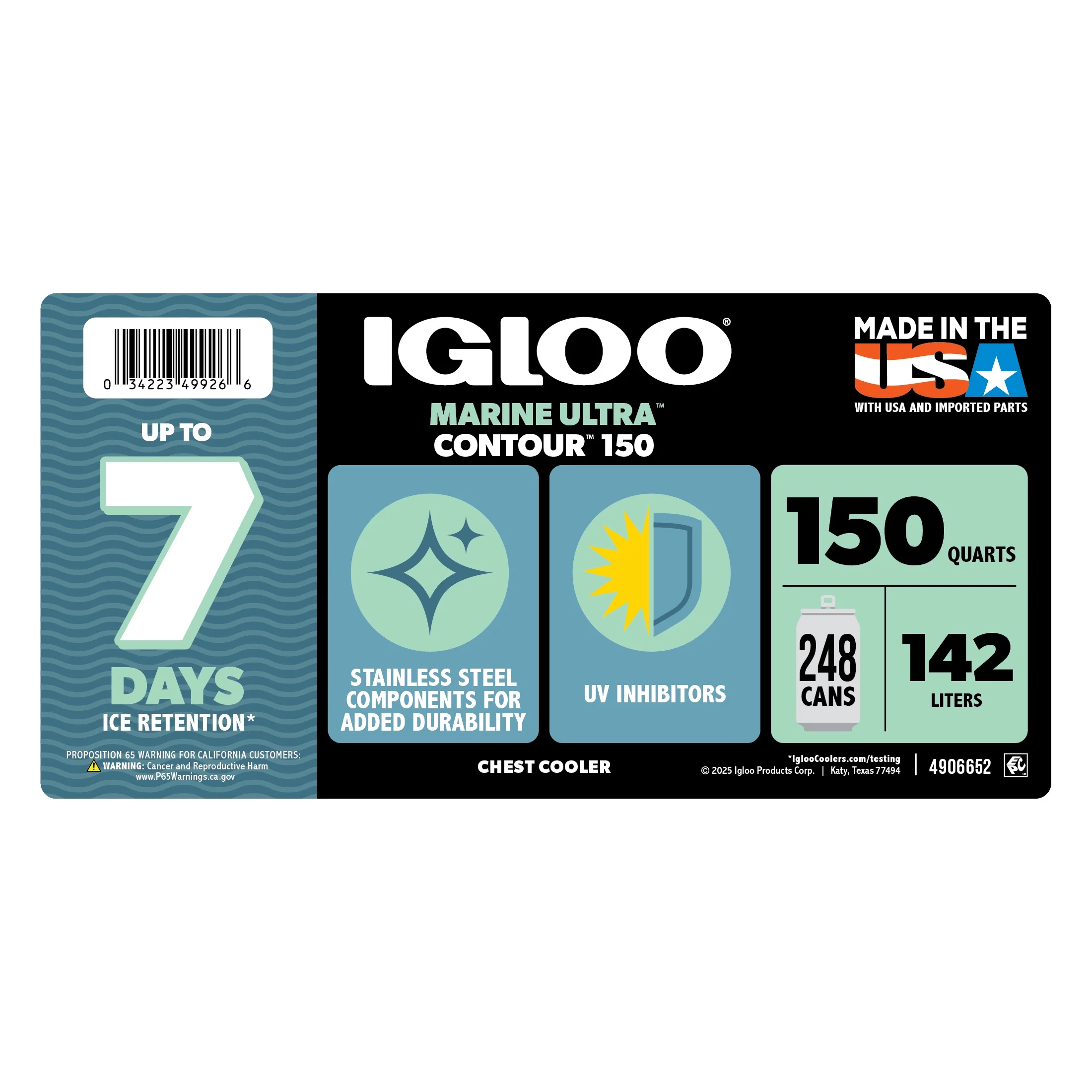 Igloo 150 QT Latitude Marine Hard Side Cooler, White - Image 6