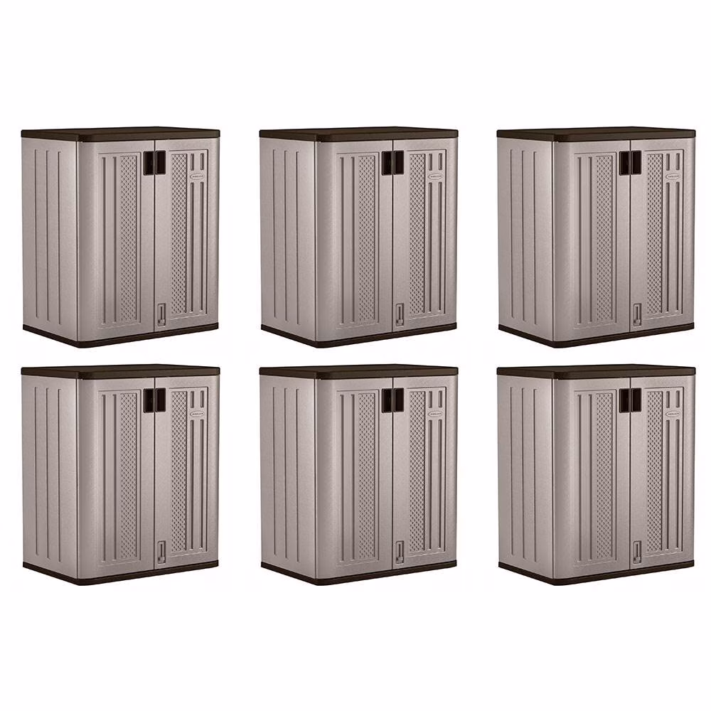 Suncast 2-Shelf Resin Base Cabinet, Platinum Metallic - Image 3