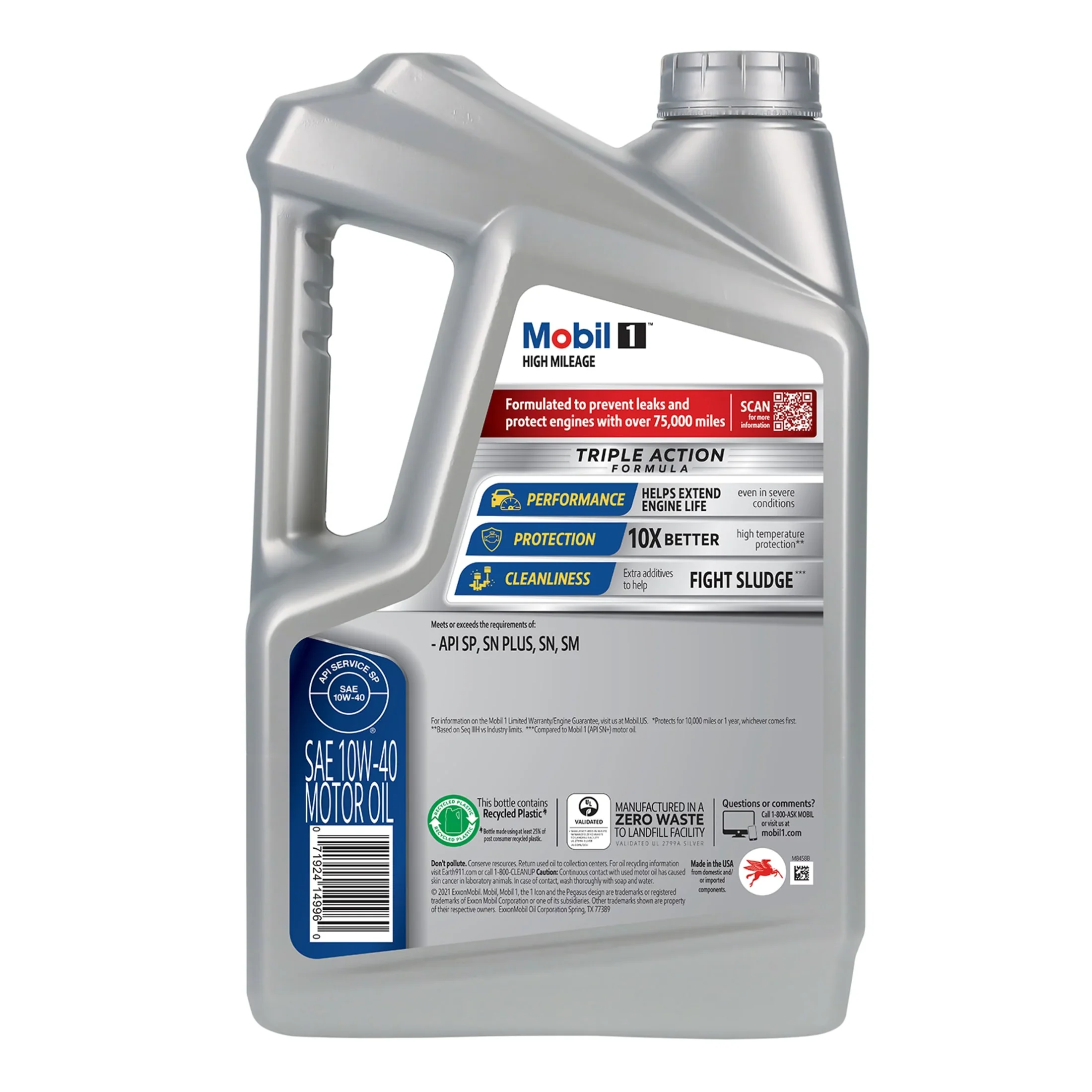 Mobil 1 High Mileage Full Synthetic Motor Oil 10W-40, 5 Quart (Pack of 3)