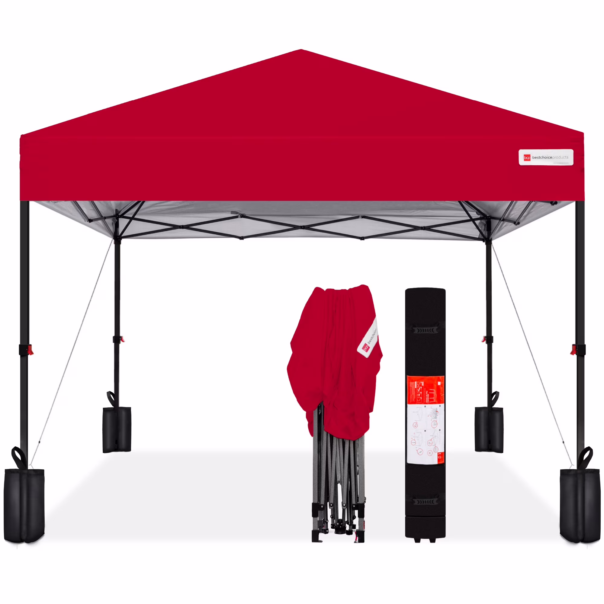 Best Choice Products 10x10ft Easy Setup Pop Up Canopy w/ 1-Button Setup, Wheeled Case, 4 Weight Bags - White - Image 19