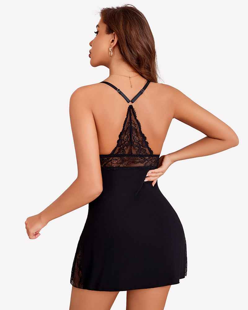 Lace Nightgown V Neck Soft Chemise