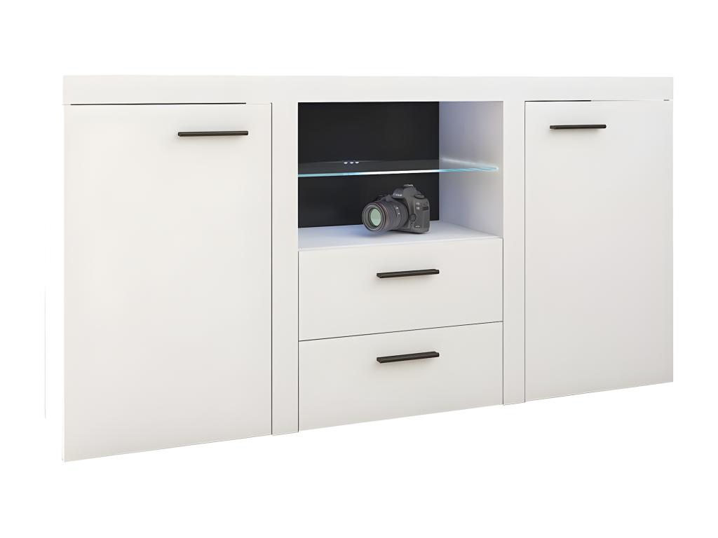 Cómoda Tucson 104, Blanco, Con cajones y puertas, Número de cajones: 2.00, 82x157x40cm
