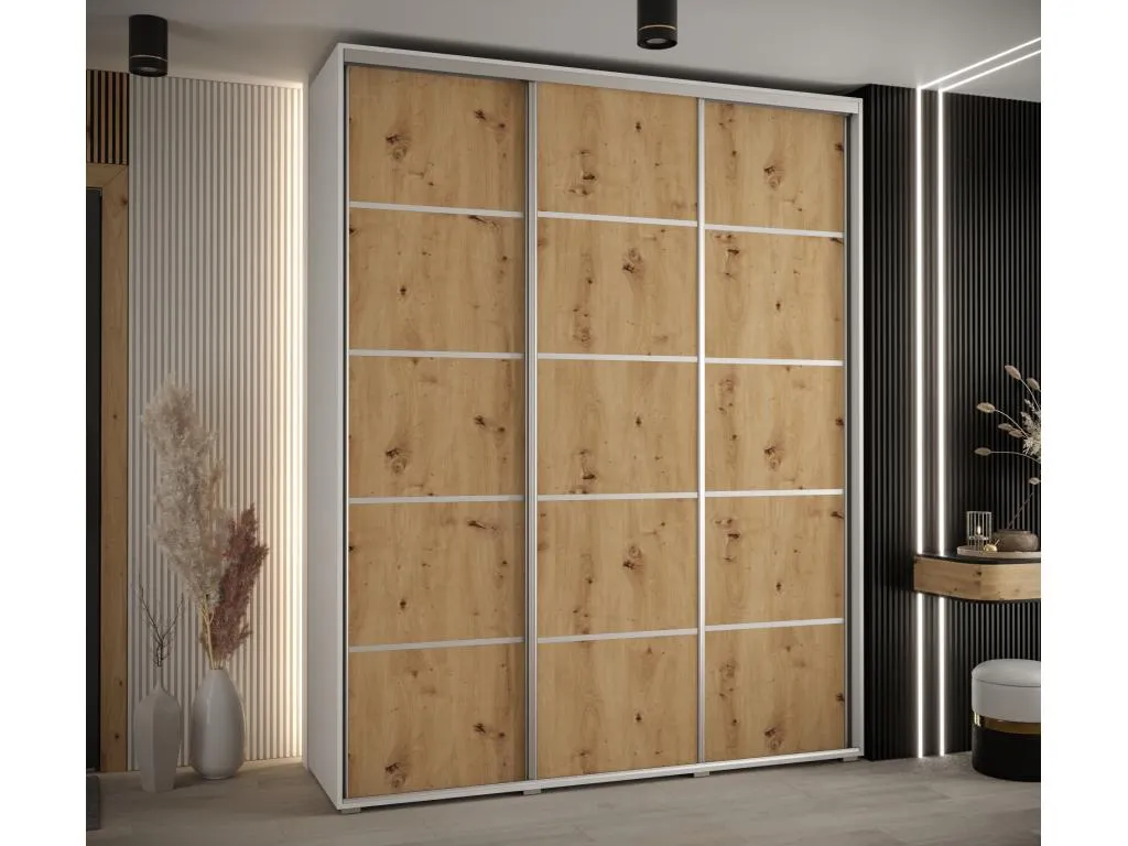 ARMARIO Mueblestop 4 DE PUERTAS CORREDERAS 235.2/200/45 3 puertas (Blanco/Artisan/Plata) FXFN14513