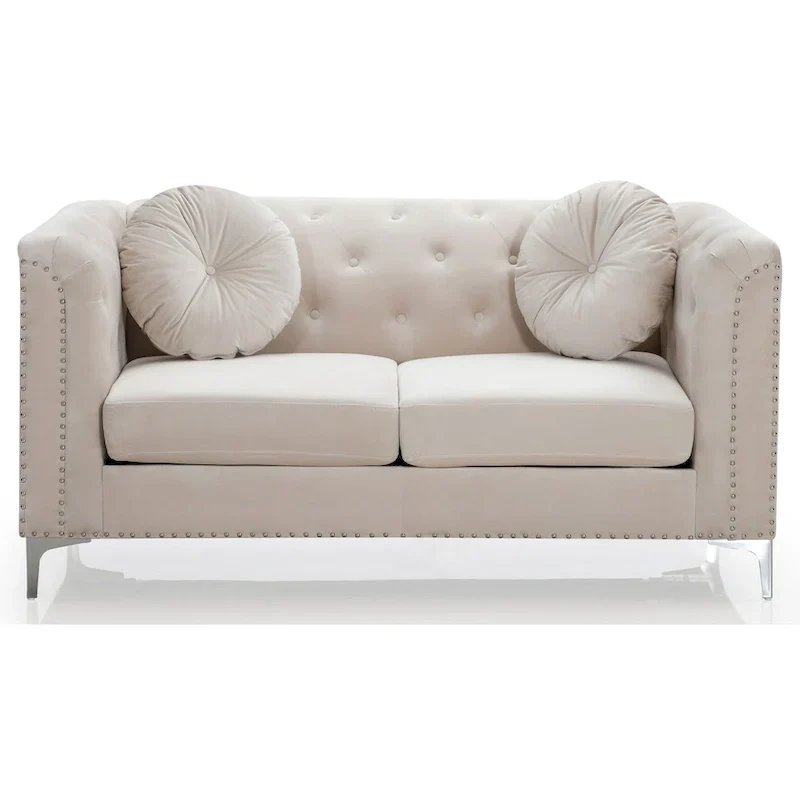 Velvet Button-Tufted Pompano Loveseat
