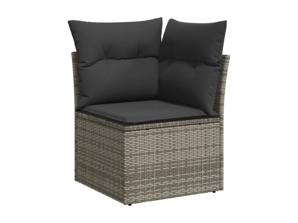 Set sofás de jardín con cojines 13 piezas ratán sintético gris 07163CBJD