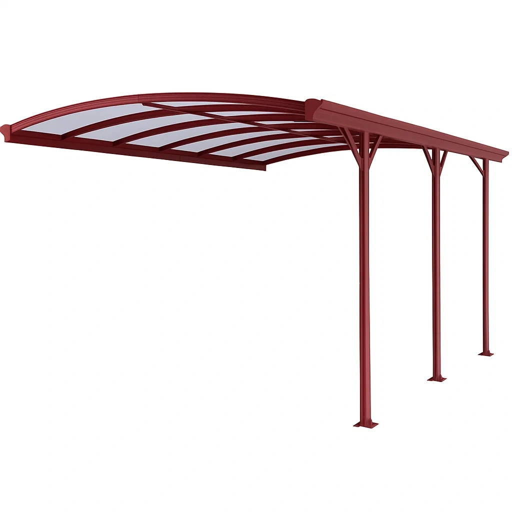 Carport de metal para coche 18m² rojo con techo curvado - qZArzri159uX