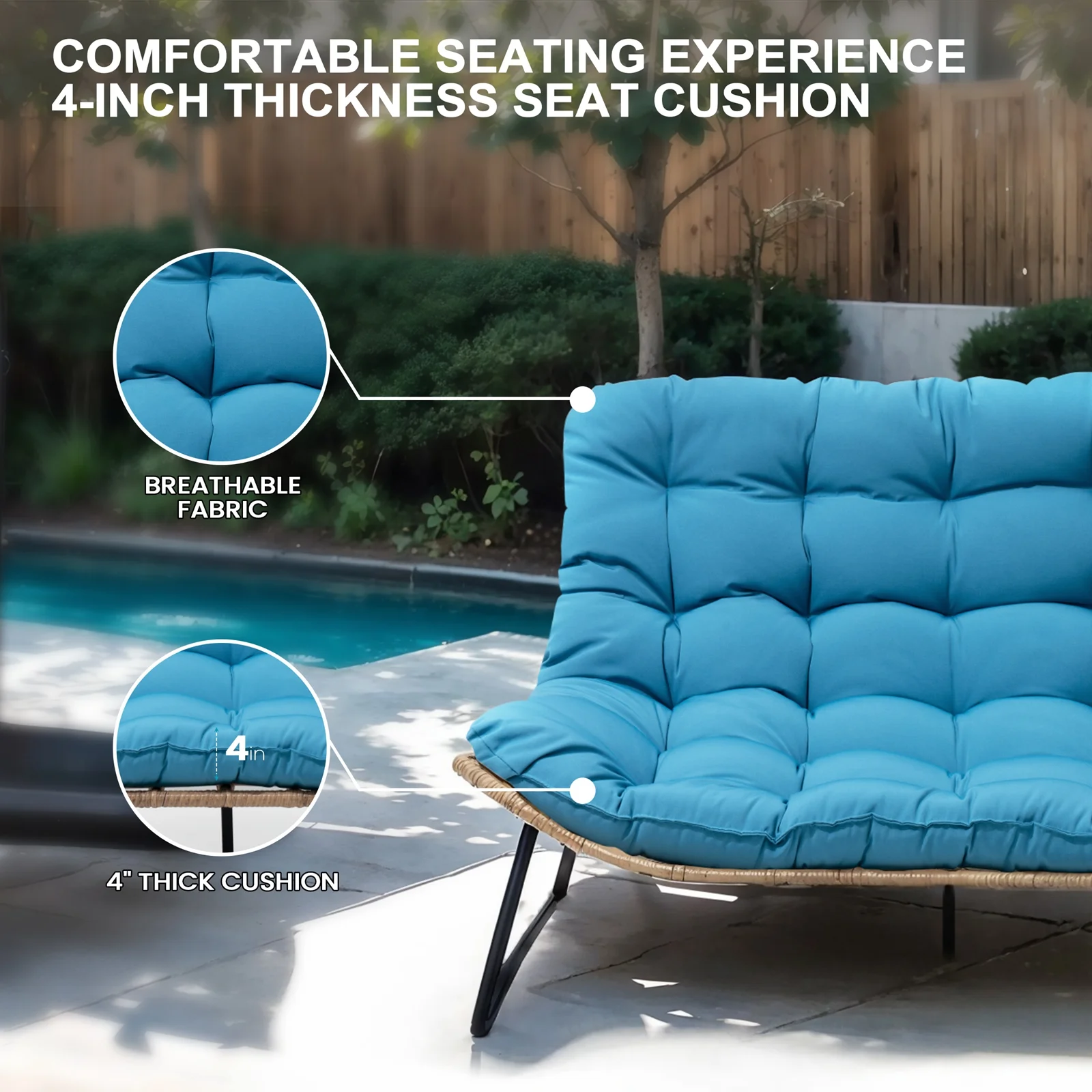 Crestlive Products Patio Loveseat, All-Weather Rattan Large Furniture with Soft Cushions, Outdoor Loveseat for Balcony, Poolside, Backyard (Beige) - Image 19