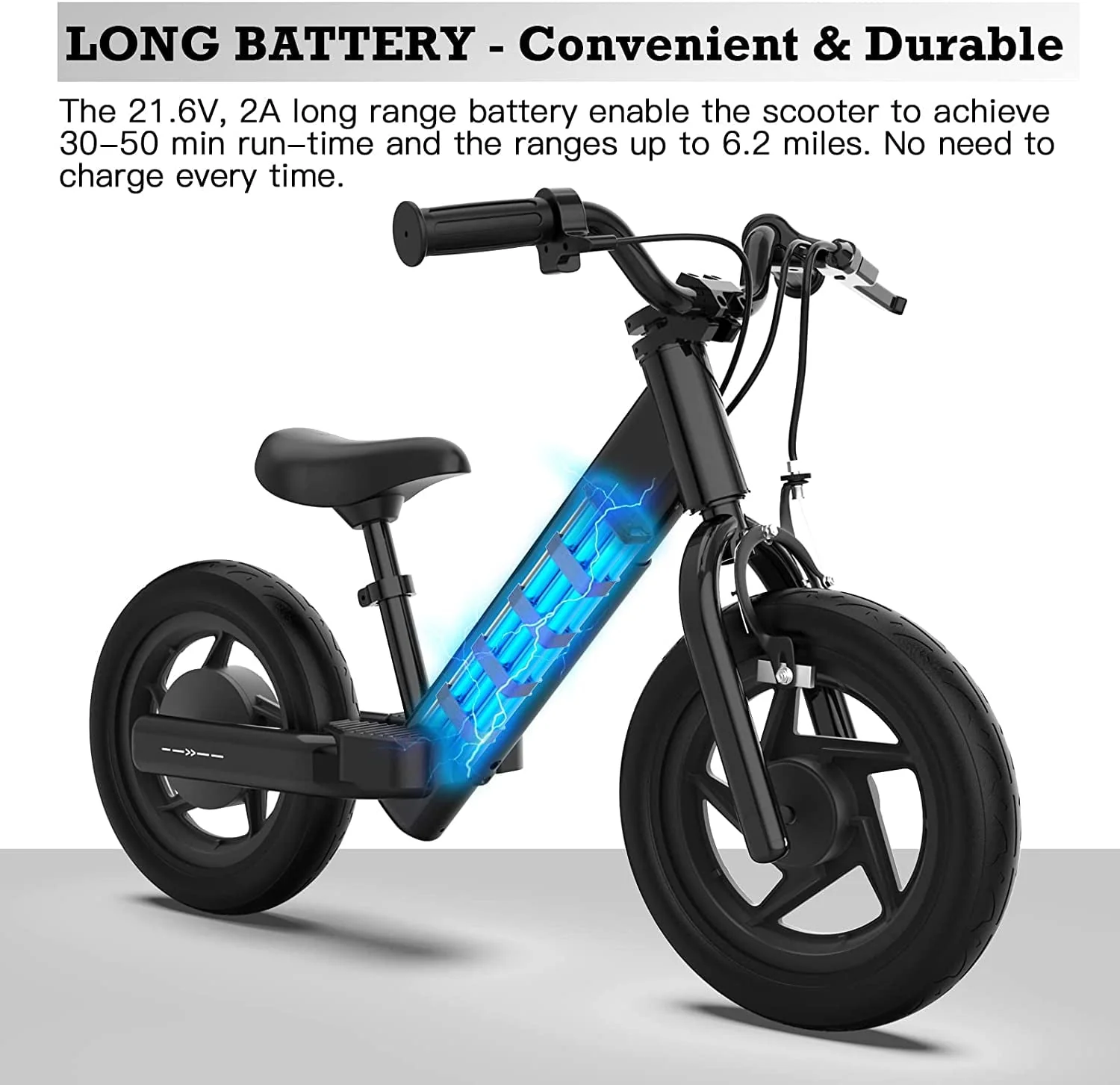 Hiboy BK1 Electric Bike for Kids Ages 3-5 Years, 24V 100W Electric Balance Bike 12 inch Inflatable Tire Adjustable Seat, Electric Bicycle Gift for Kids - Image 8