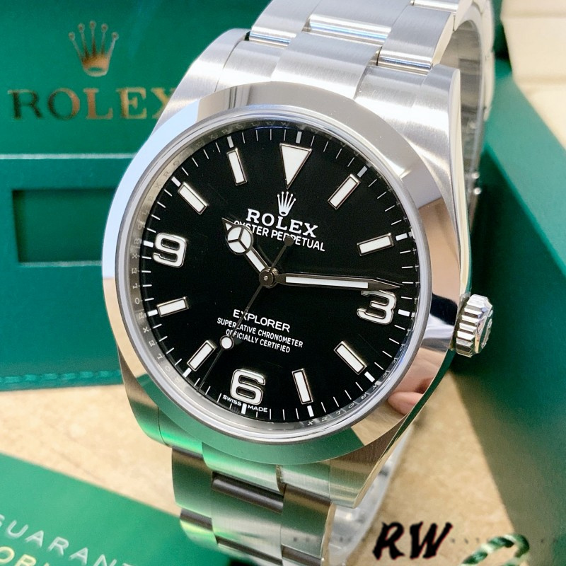 Rolex Explorer 214270 Stainless Steel Black Dial 39mm Mens Replica Watch