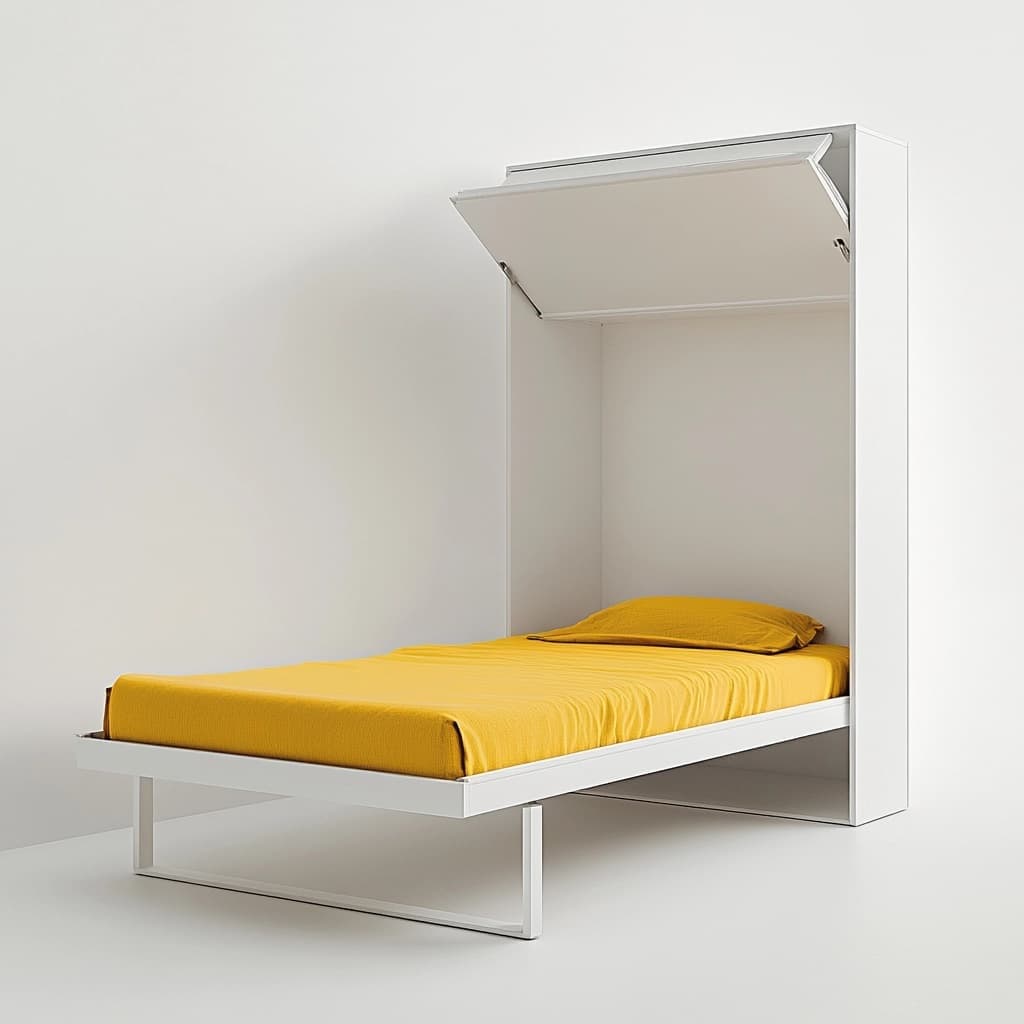 Cama Abatible Vertical Blanca 90 cm x 200 cm Madera